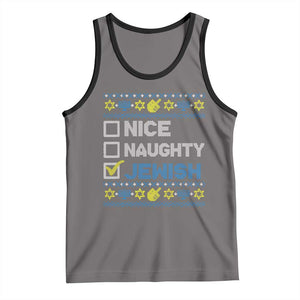 Nice Naughty Jewish Ugly Hanukkah Tank Top Chanukah Jew Gift TS10 Deep Heather Black Print Your Wear