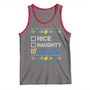 Nice Naughty Jewish Ugly Hanukkah Tank Top Chanukah Jew Gift TS10 Deep Heather Red Print Your Wear