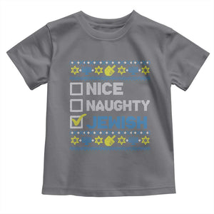 Nice Naughty Jewish Ugly Hanukkah Toddler T Shirt Chanukah Jew Gift TS10 Charcoal Print Your Wear
