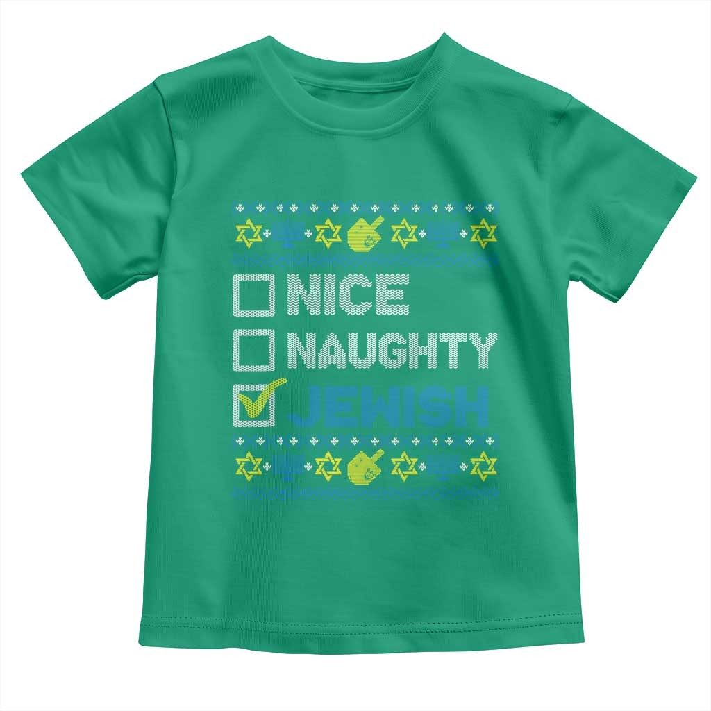 Nice Naughty Jewish Ugly Hanukkah Toddler T Shirt Chanukah Jew Gift TS10 Irish Green Print Your Wear