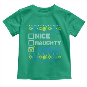 Nice Naughty Jewish Ugly Hanukkah Toddler T Shirt Chanukah Jew Gift TS10 Irish Green Print Your Wear