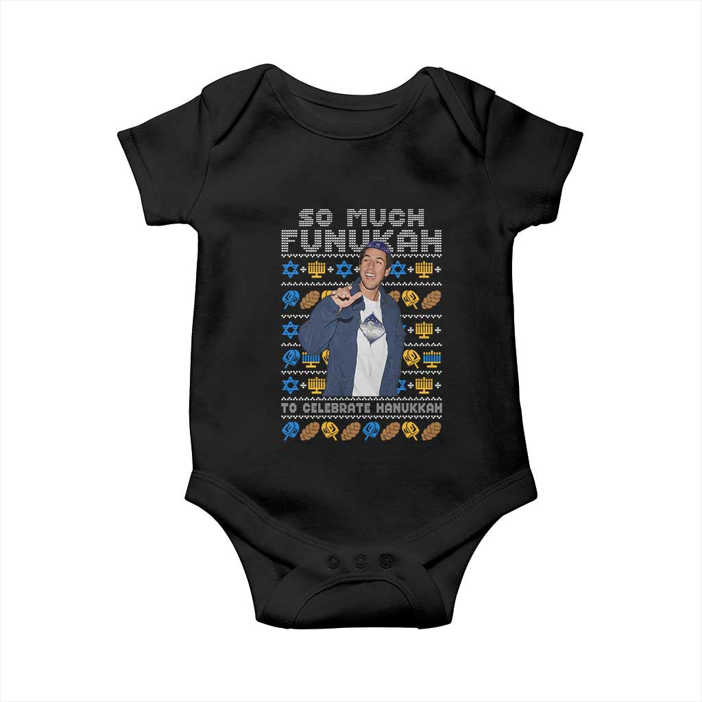 Funny Ugly Hanukkah Baby Onesie Sandler So Much Funukah To Celebrate Hanukkah TS10 Black Print Your Wear