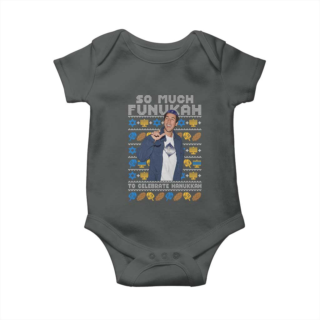 Funny Ugly Hanukkah Baby Onesie Sandler So Much Funukah To Celebrate Hanukkah TS10 Dark Heather Print Your Wear
