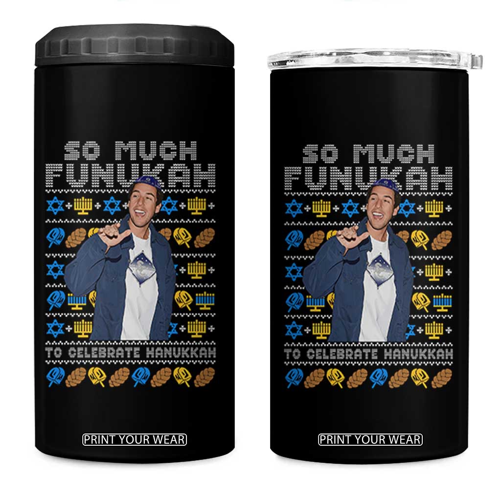 Funny Ugly Hanukkah 4 in 1 Can Cooler Tumbler Sandler So Much Funukah To Celebrate Hanukkah TS10 One Size: 16 oz Black Print Your Wear