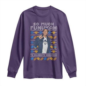 Funny Ugly Hanukkah Long Sleeve Shirt Sandler So Much Funukah To Celebrate Hanukkah TS10 Purple Print Your Wear