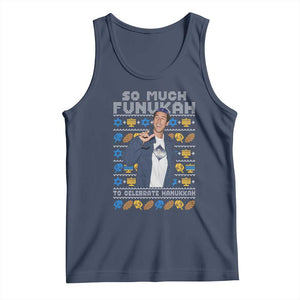 Funny Ugly Hanukkah Tank Top Sandler So Much Funukah To Celebrate Hanukkah TS10 Navy Print Your Wear
