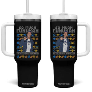 Funny Ugly Hanukkah Tumbler With Handle Sandler So Much Funukah To Celebrate Hanukkah TS10 One Size: 40 oz Black Print Your Wear