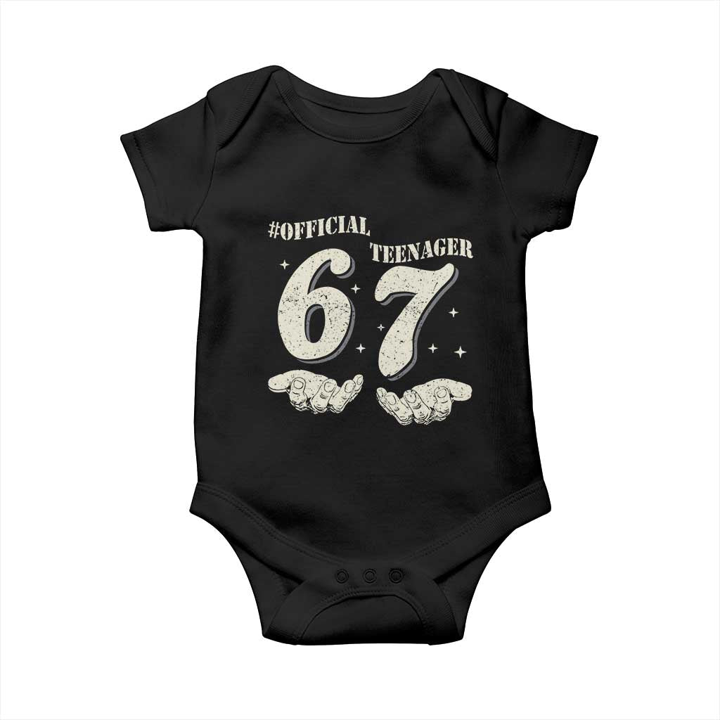Funny 13th Birthday Official Teenager Baby Onesie Viral Meme Six Seven 6 7 Hands 13 Years Old Boys Kids TS10 Black Print Your Wear