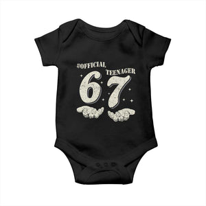 Funny 13th Birthday Official Teenager Baby Onesie Viral Meme Six Seven 6 7 Hands 13 Years Old Boys Kids TS10 Black Print Your Wear