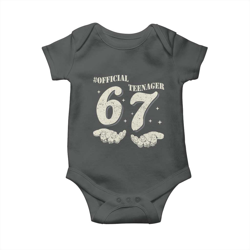 Funny 13th Birthday Official Teenager Baby Onesie Viral Meme Six Seven 6 7 Hands 13 Years Old Boys Kids TS10 Dark Heather Print Your Wear