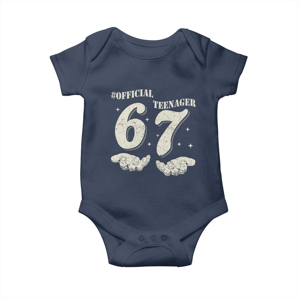 Funny 13th Birthday Official Teenager Baby Onesie Viral Meme Six Seven 6 7 Hands 13 Years Old Boys Kids TS10 Navy Print Your Wear