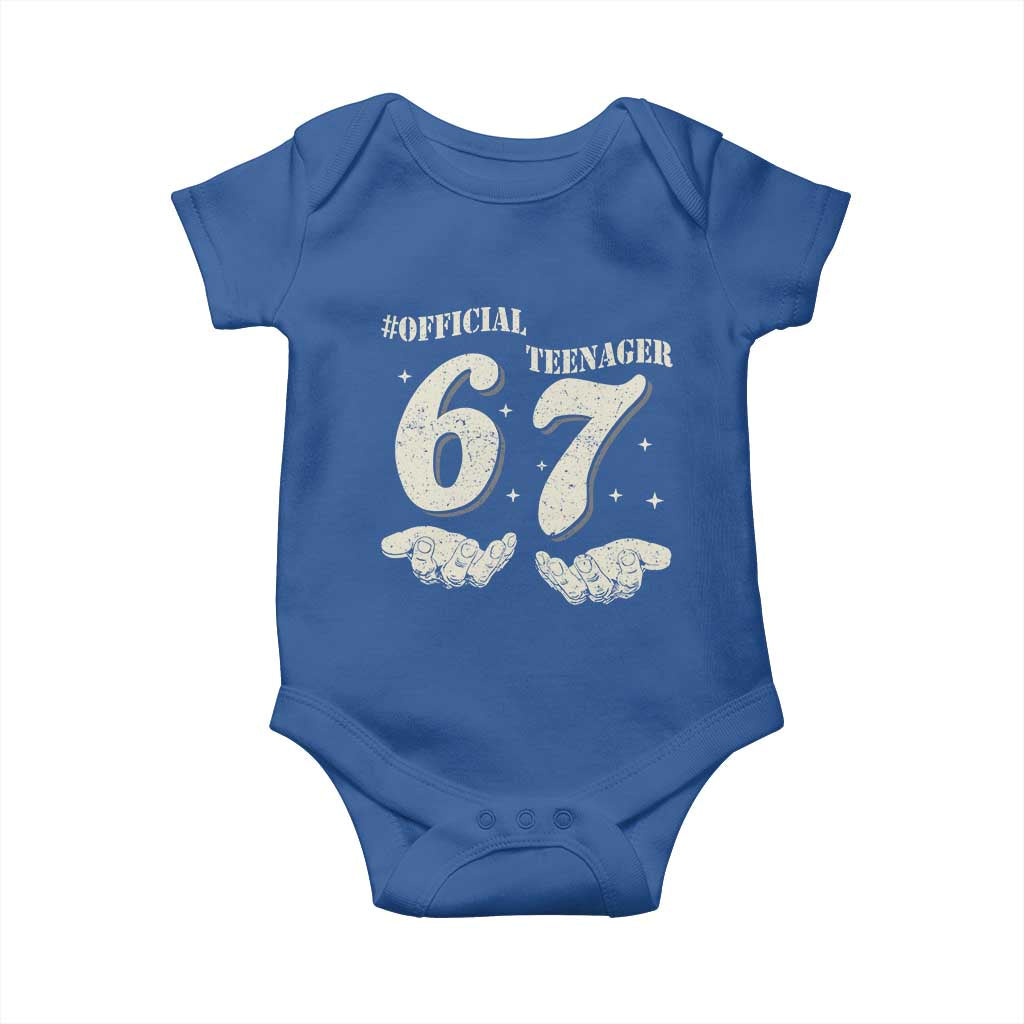 Funny 13th Birthday Official Teenager Baby Onesie Viral Meme Six Seven 6 7 Hands 13 Years Old Boys Kids TS10 Royal Blue Print Your Wear
