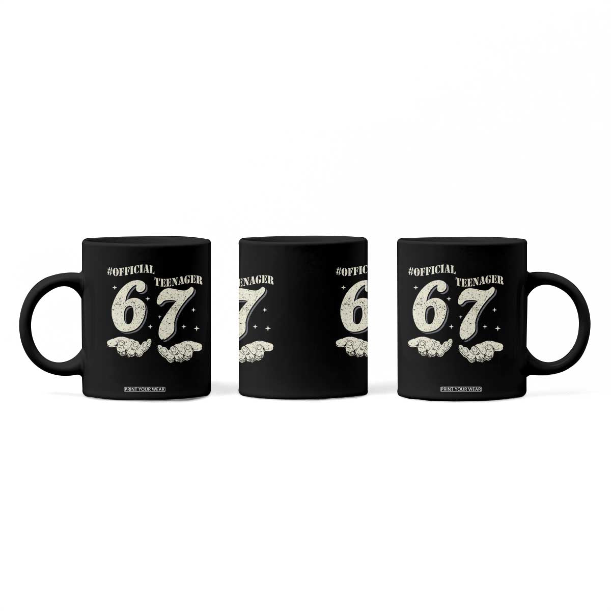 Funny 13th Birthday Official Teenager Coffee Mug Viral Meme Six Seven 6 7 Hands 13 Years Old Boys Kids TS10 Print Your Wear