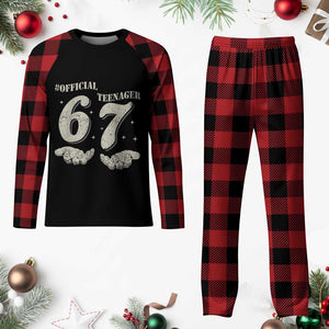 Funny 13th Birthday Official Teenager Plaid Pajama Set Viral Meme Six Seven 6 7 Hands 13 Years Old Boys Kids TS10 Buffalo Plaid Print Your Wear