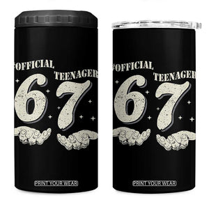 Funny 13th Birthday Official Teenager 4 in 1 Can Cooler Tumbler Viral Meme Six Seven 6 7 Hands 13 Years Old Boys Kids TS10 One Size: 16 oz Black Print Your Wear
