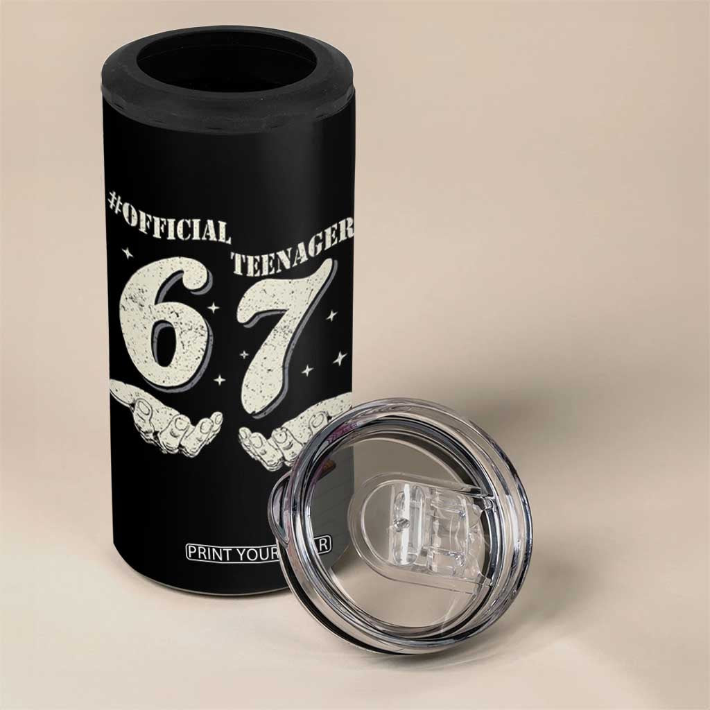 Funny 13th Birthday Official Teenager 4 in 1 Can Cooler Tumbler Viral Meme Six Seven 6 7 Hands 13 Years Old Boys Kids TS10 Print Your Wear