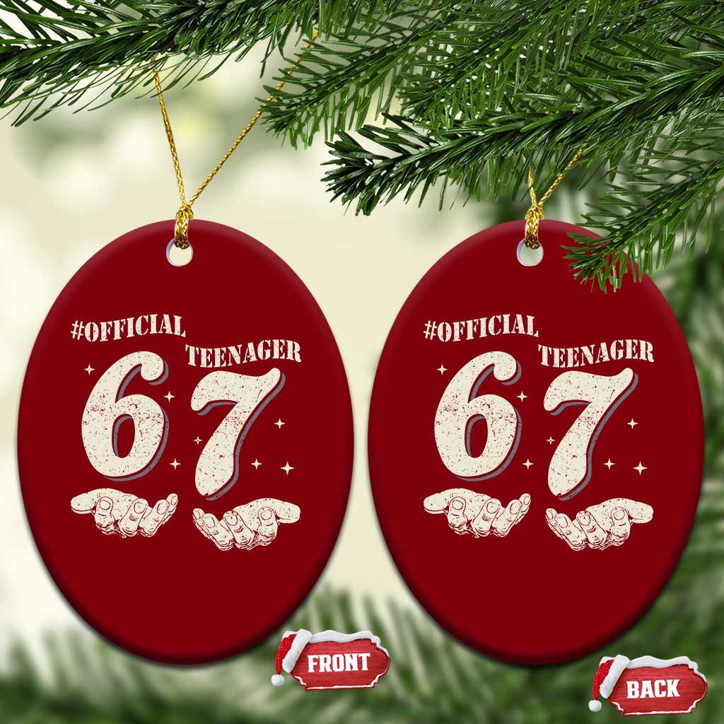 Funny 13th Birthday Official Teenager Ceramic Ornament Viral Meme Six Seven 6 7 Hands 13 Years Old Boys Kids TS10 Print Your Wear