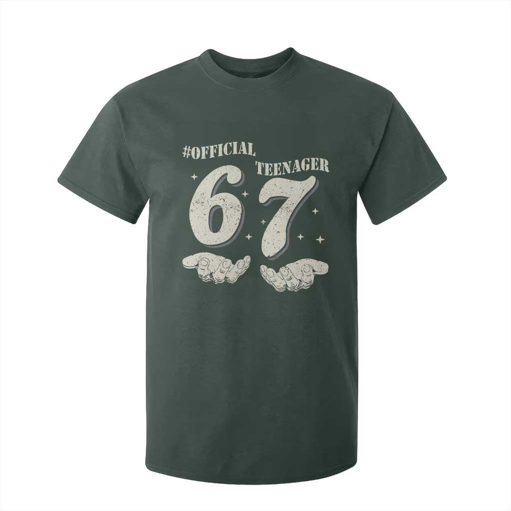 Funny 13th Birthday Official Teenager T Shirt For Kid Viral Meme Six Seven 6 7 Hands 13 Years Old Boys Kids TS10 Dark Forest Green Print Your Wear