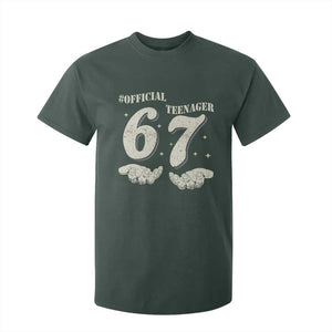 Funny 13th Birthday Official Teenager T Shirt For Kid Viral Meme Six Seven 6 7 Hands 13 Years Old Boys Kids TS10 Dark Forest Green Print Your Wear