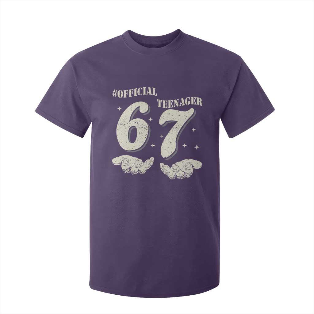 Funny 13th Birthday Official Teenager T Shirt For Kid Viral Meme Six Seven 6 7 Hands 13 Years Old Boys Kids TS10 Purple Print Your Wear
