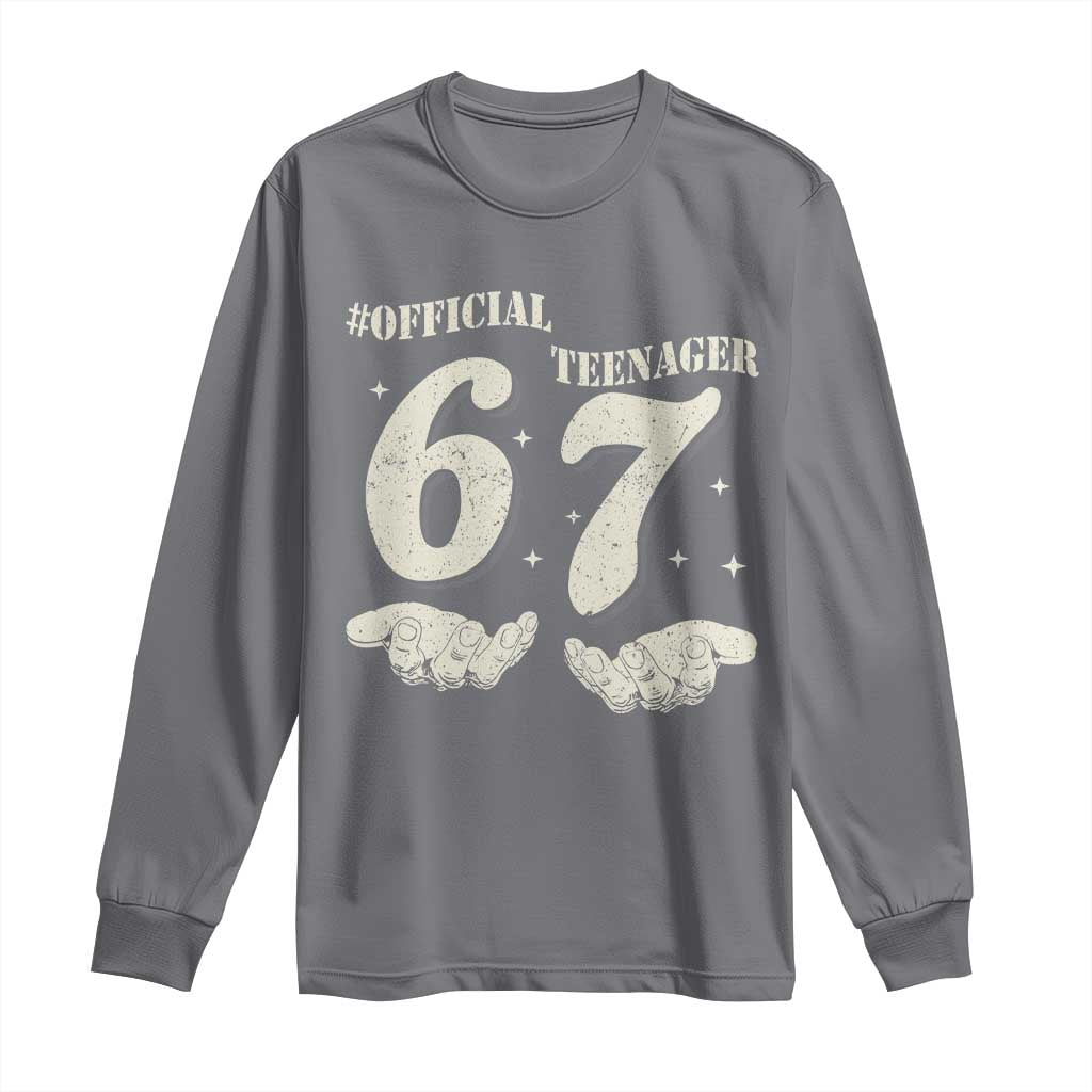 Funny 13th Birthday Official Teenager Long Sleeve Shirt Viral Meme Six Seven 6 7 Hands 13 Years Old Boys Kids TS10 Charcoal Print Your Wear