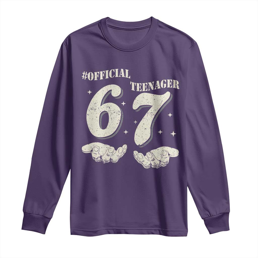 Funny 13th Birthday Official Teenager Long Sleeve Shirt Viral Meme Six Seven 6 7 Hands 13 Years Old Boys Kids TS10 Purple Print Your Wear