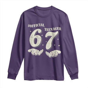 Funny 13th Birthday Official Teenager Long Sleeve Shirt Viral Meme Six Seven 6 7 Hands 13 Years Old Boys Kids TS10 Purple Print Your Wear