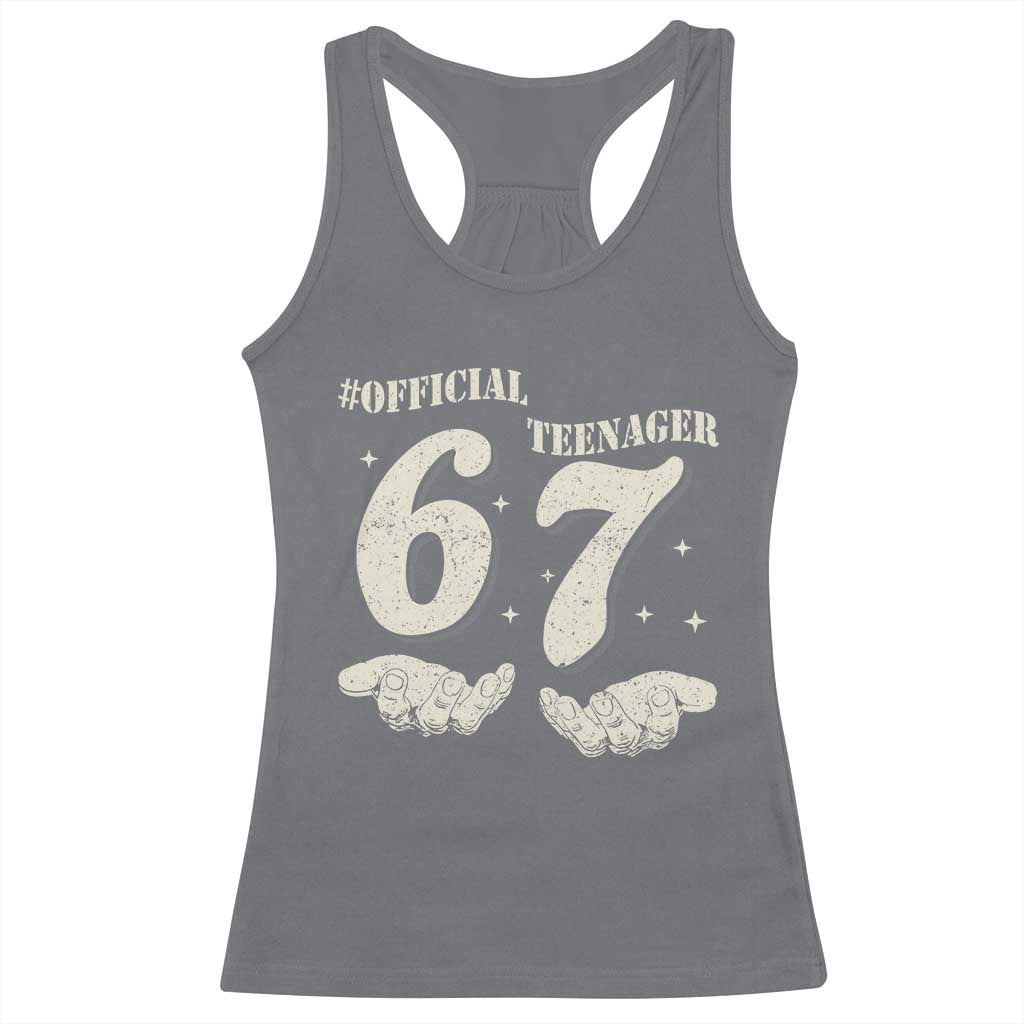 Funny 13th Birthday Official Teenager Racerback Tank Top Viral Meme Six Seven 6 7 Hands 13 Years Old Boys Kids TS10 Charcoal Print Your Wear