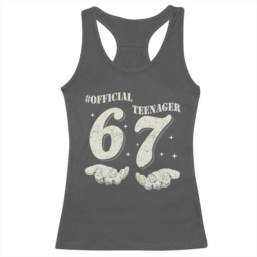 Funny 13th Birthday Official Teenager Racerback Tank Top Viral Meme Six Seven 6 7 Hands 13 Years Old Boys Kids TS10 Dark Heather Print Your Wear