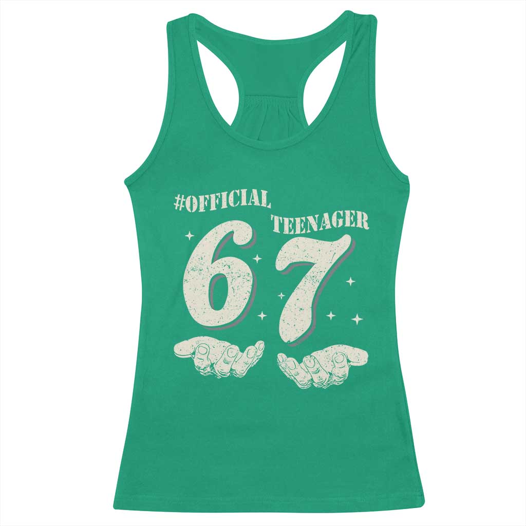 Funny 13th Birthday Official Teenager Racerback Tank Top Viral Meme Six Seven 6 7 Hands 13 Years Old Boys Kids TS10 Irish Green Print Your Wear
