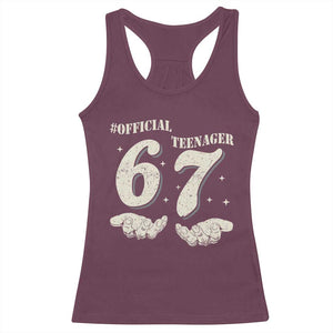 Funny 13th Birthday Official Teenager Racerback Tank Top Viral Meme Six Seven 6 7 Hands 13 Years Old Boys Kids TS10 Maroon Print Your Wear