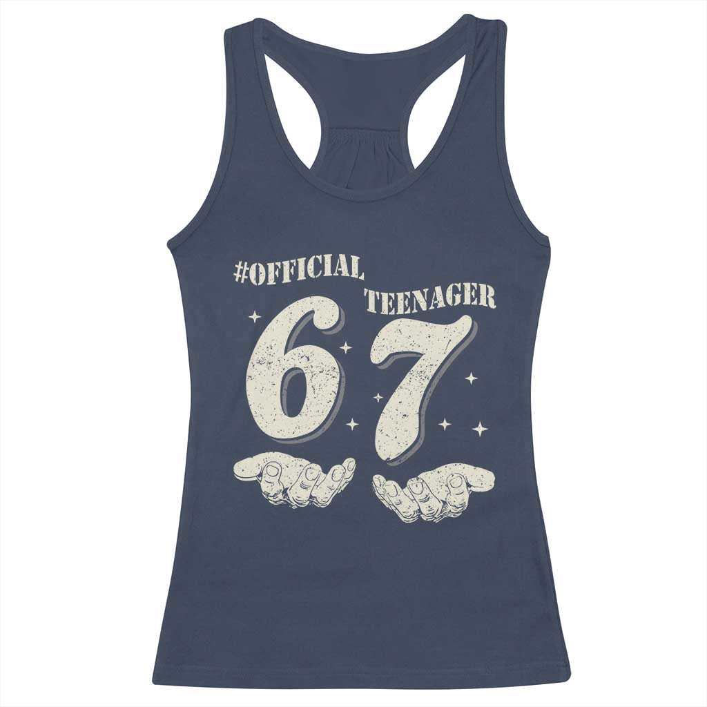 Funny 13th Birthday Official Teenager Racerback Tank Top Viral Meme Six Seven 6 7 Hands 13 Years Old Boys Kids TS10 Navy Print Your Wear