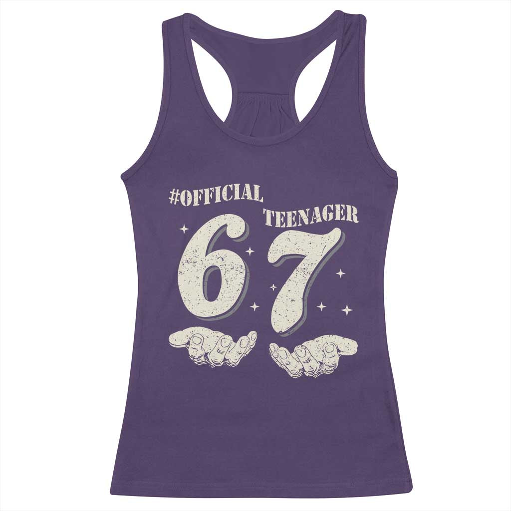 Funny 13th Birthday Official Teenager Racerback Tank Top Viral Meme Six Seven 6 7 Hands 13 Years Old Boys Kids TS10 Purple Print Your Wear