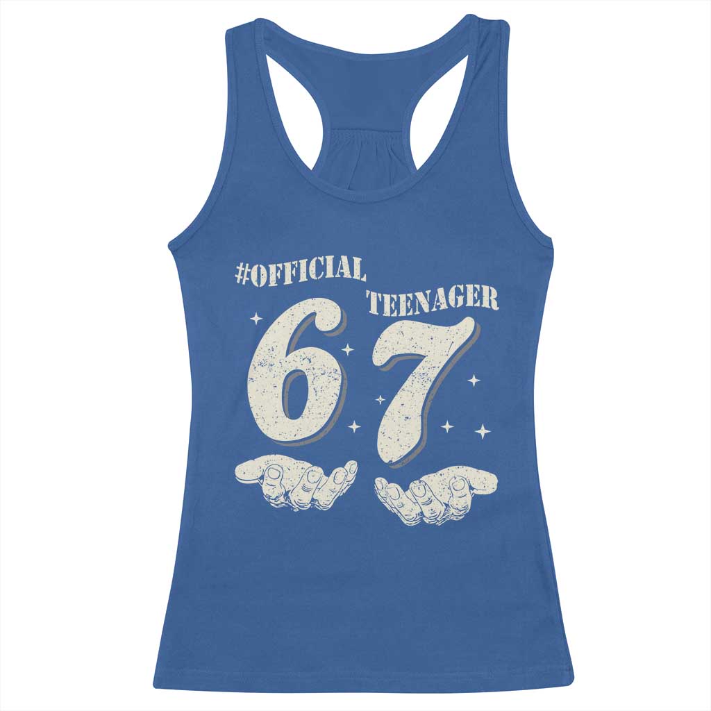Funny 13th Birthday Official Teenager Racerback Tank Top Viral Meme Six Seven 6 7 Hands 13 Years Old Boys Kids TS10 Royal Blue Print Your Wear