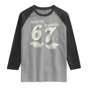 Funny 13th Birthday Official Teenager Raglan Shirt Viral Meme Six Seven 6 7 Hands 13 Years Old Boys Kids TS10 Sport Gray Black Print Your Wear