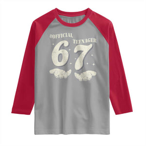 Funny 13th Birthday Official Teenager Raglan Shirt Viral Meme Six Seven 6 7 Hands 13 Years Old Boys Kids TS10 Sport Gray Red Print Your Wear