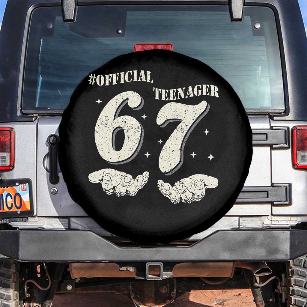 Funny 13th Birthday Official Teenager Spare Tire Cover Viral Meme Six Seven 6 7 Hands 13 Years Old Boys Kids TS10 No hole Black Print Your Wear
