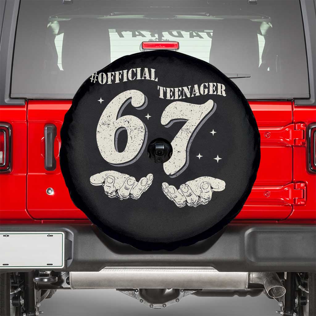 Funny 13th Birthday Official Teenager Spare Tire Cover Viral Meme Six Seven 6 7 Hands 13 Years Old Boys Kids TS10 Black Print Your Wear