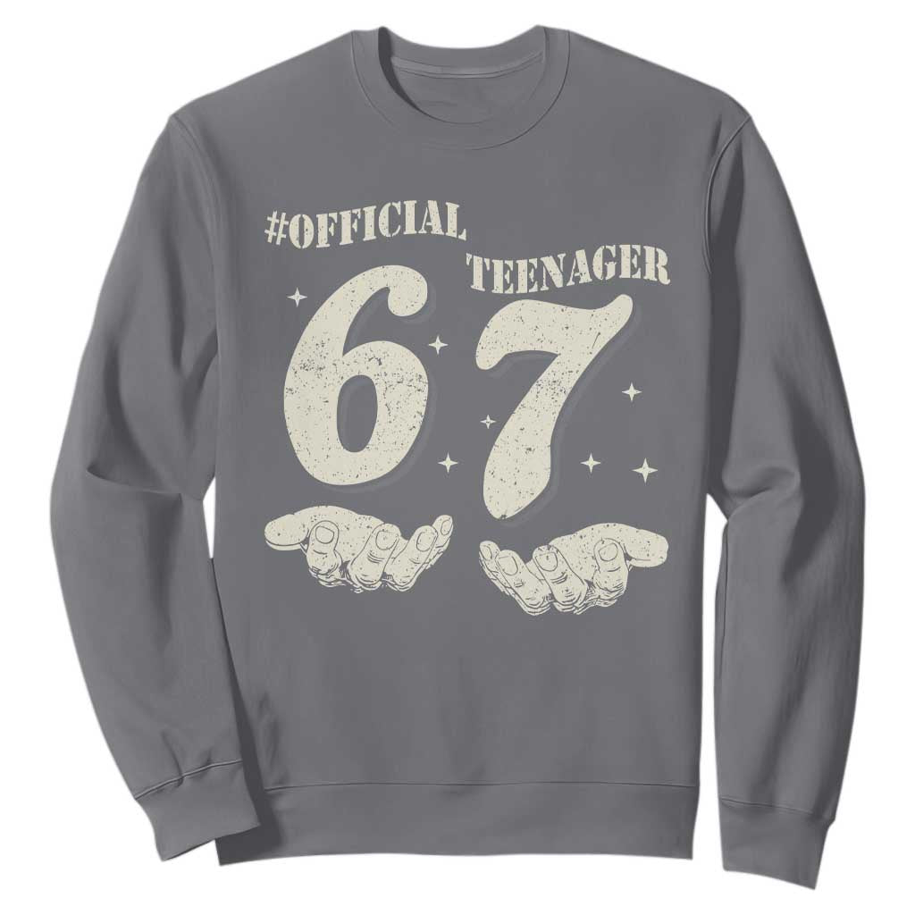 Funny 13th Birthday Official Teenager Sweatshirt Viral Meme Six Seven 6 7 Hands 13 Years Old Boys Kids TS10 Charcoal Print Your Wear