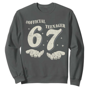 Funny 13th Birthday Official Teenager Sweatshirt Viral Meme Six Seven 6 7 Hands 13 Years Old Boys Kids TS10 Dark Heather Print Your Wear