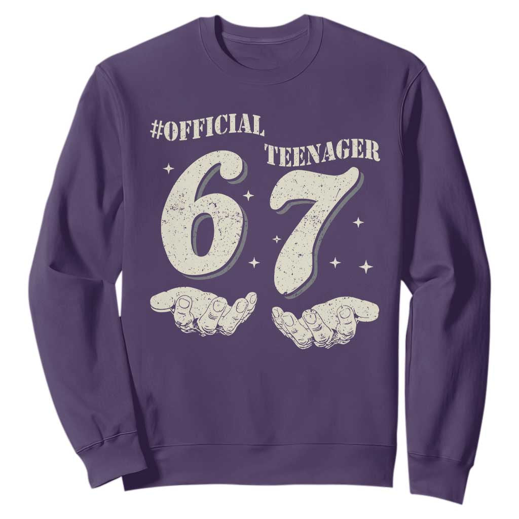 Funny 13th Birthday Official Teenager Sweatshirt Viral Meme Six Seven 6 7 Hands 13 Years Old Boys Kids TS10 Purple Print Your Wear