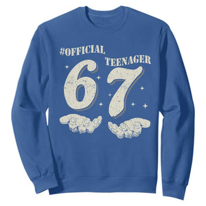 Funny 13th Birthday Official Teenager Sweatshirt Viral Meme Six Seven 6 7 Hands 13 Years Old Boys Kids TS10 Royal Blue Print Your Wear