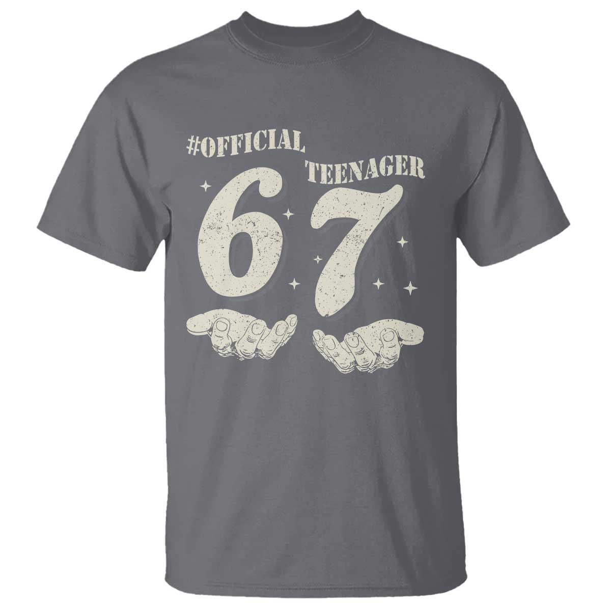Funny 13th Birthday Official Teenager T Shirt Viral Meme Six Seven 6 7 Hands 13 Years Old Boys Kids TS10 Charcoal Print Your Wear