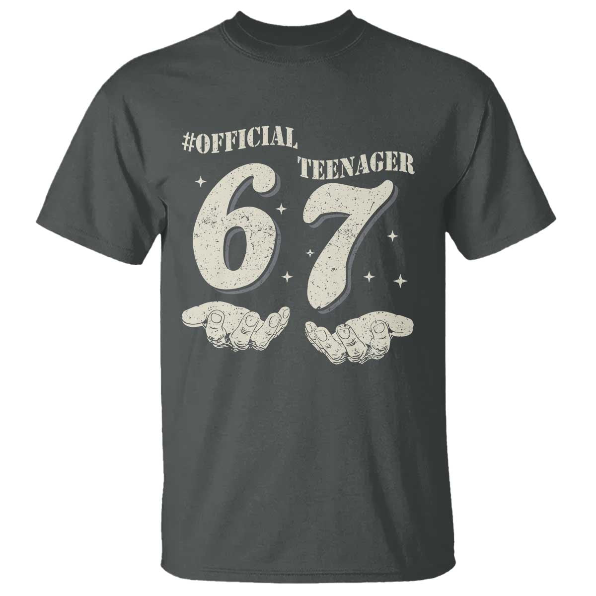 Funny 13th Birthday Official Teenager T Shirt Viral Meme Six Seven 6 7 Hands 13 Years Old Boys Kids TS10 Dark Heather Print Your Wear