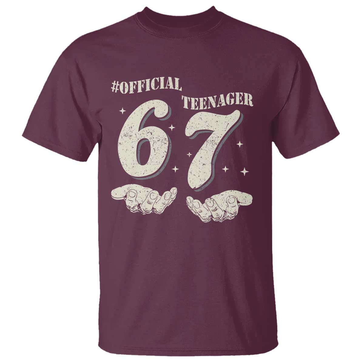 Funny 13th Birthday Official Teenager T Shirt Viral Meme Six Seven 6 7 Hands 13 Years Old Boys Kids TS10 Maroon Print Your Wear