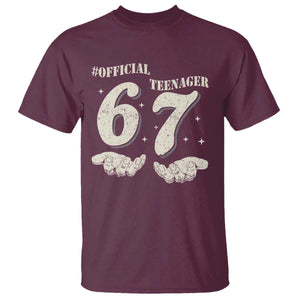 Funny 13th Birthday Official Teenager T Shirt Viral Meme Six Seven 6 7 Hands 13 Years Old Boys Kids TS10 Maroon Print Your Wear