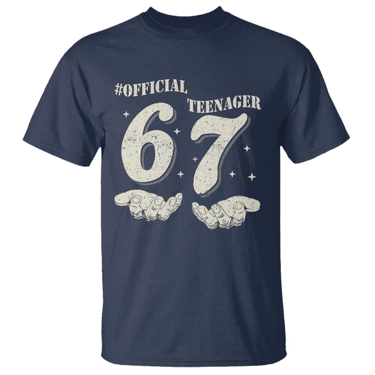 Funny 13th Birthday Official Teenager T Shirt Viral Meme Six Seven 6 7 Hands 13 Years Old Boys Kids TS10 Navy Print Your Wear