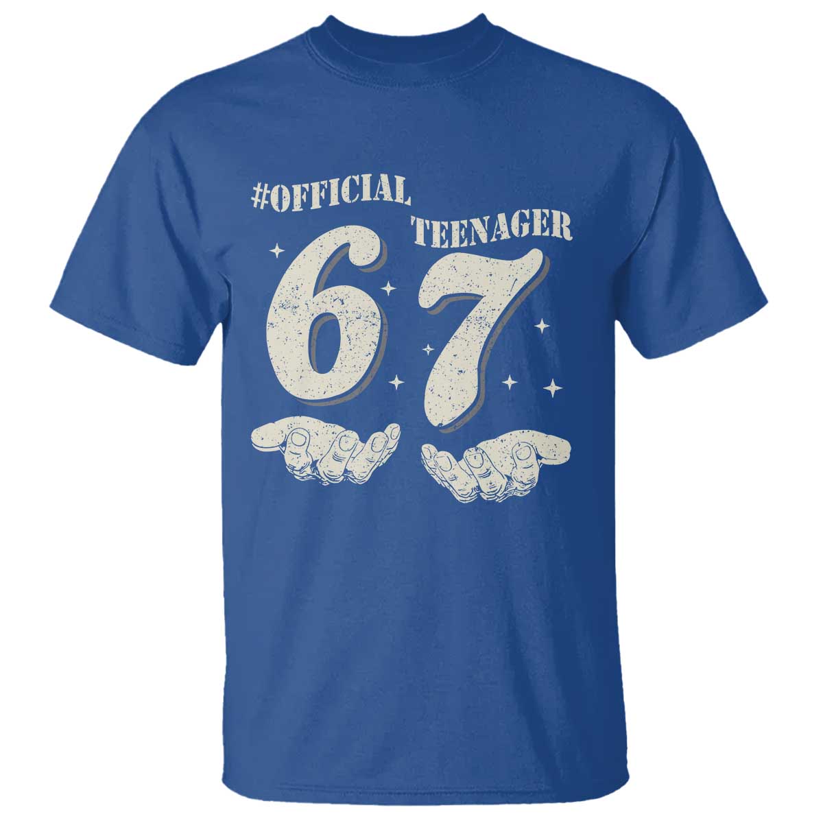 Funny 13th Birthday Official Teenager T Shirt Viral Meme Six Seven 6 7 Hands 13 Years Old Boys Kids TS10 Royal Blue Print Your Wear