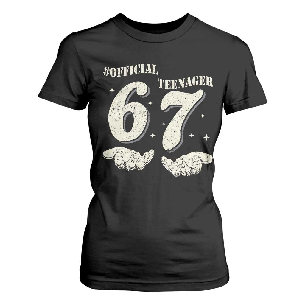 Funny 13th Birthday Official Teenager T Shirt For Women Viral Meme Six Seven 6 7 Hands 13 Years Old Boys Kids TS10 Black Print Your Wear