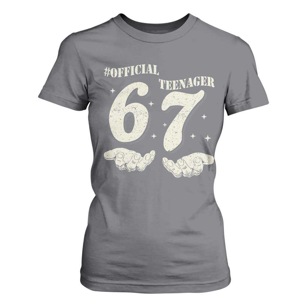Funny 13th Birthday Official Teenager T Shirt For Women Viral Meme Six Seven 6 7 Hands 13 Years Old Boys Kids TS10 Charcoal Print Your Wear